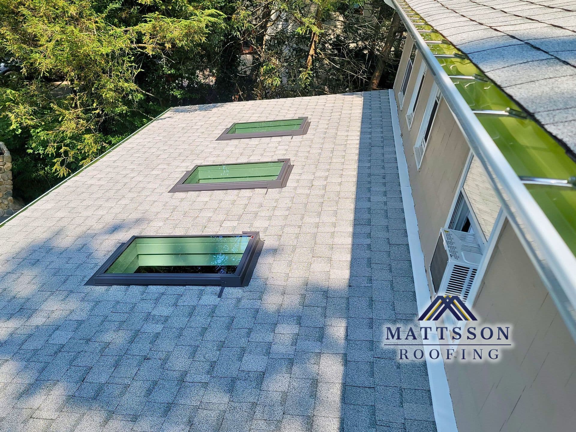 roof with 3 square skylights