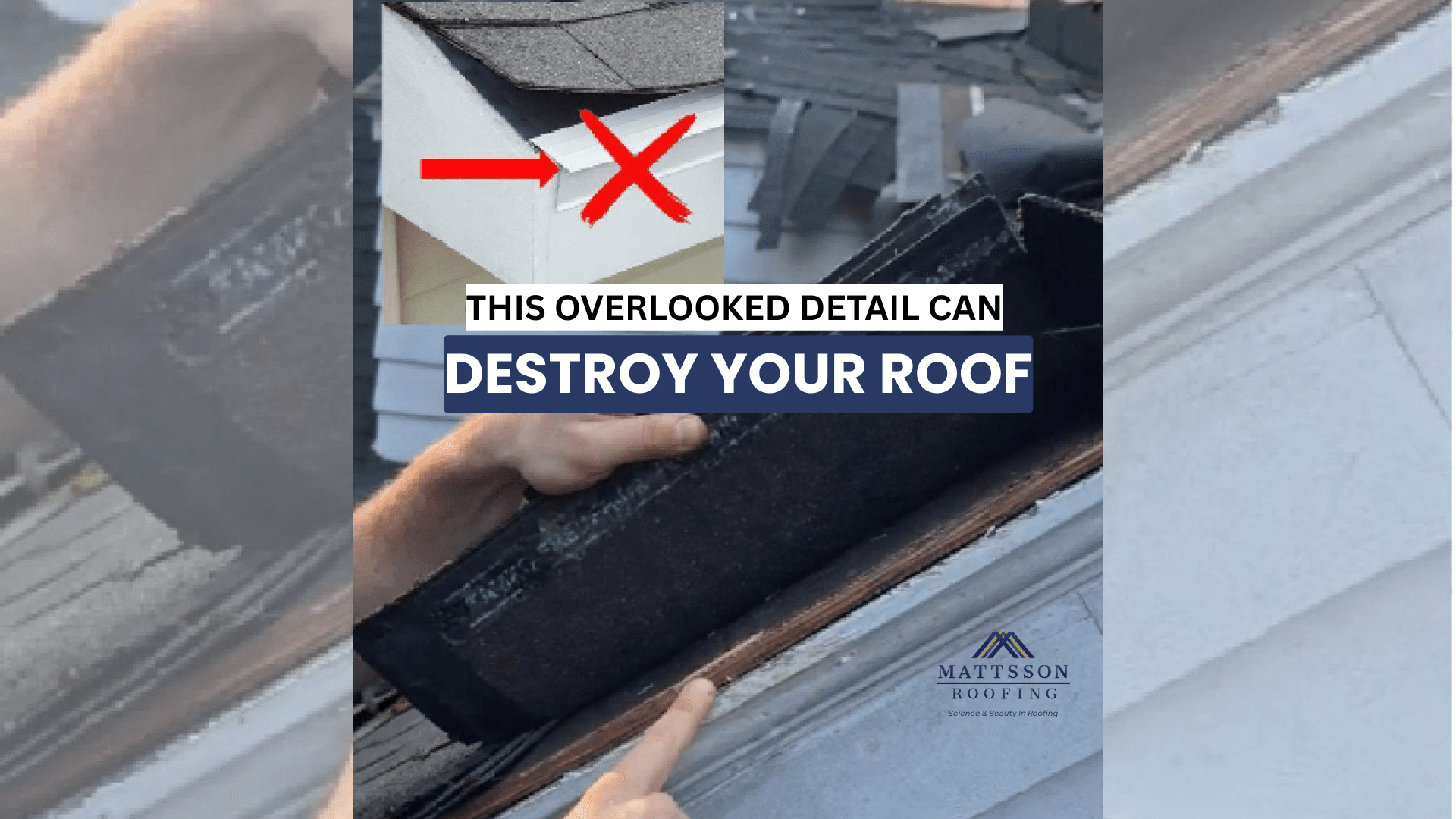 Drip Edge missing from perimeter. Decking exposed